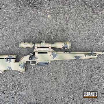 Custom Camo Rifle Cerakoted Using Armor Black, Magpul® Fde And Multicam® Dark Green