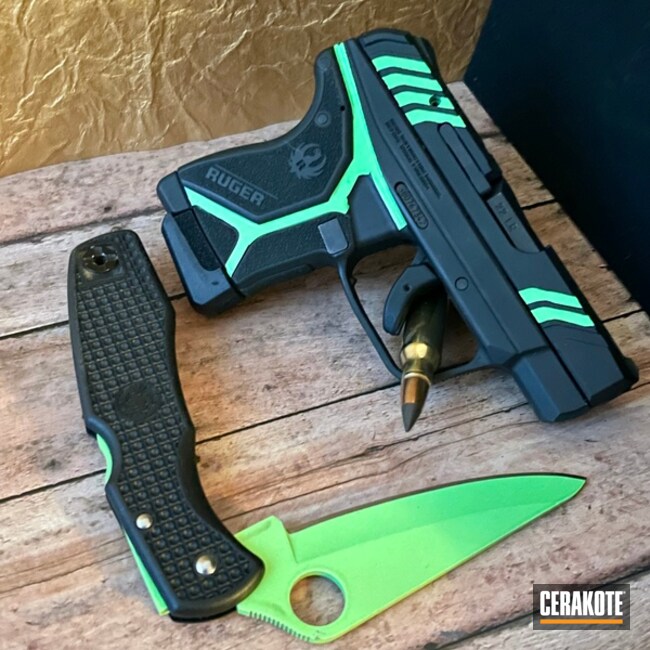 Ruger Lcp Pistol And Knife Cerakoted Using Cerakote Fx Ranger And Parakeet Green