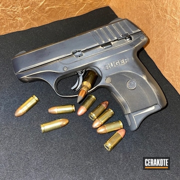 Distressed Ruger Ec9s Pistol Cerakoted Using Graphite Black, Blackout And Burnt Bronze