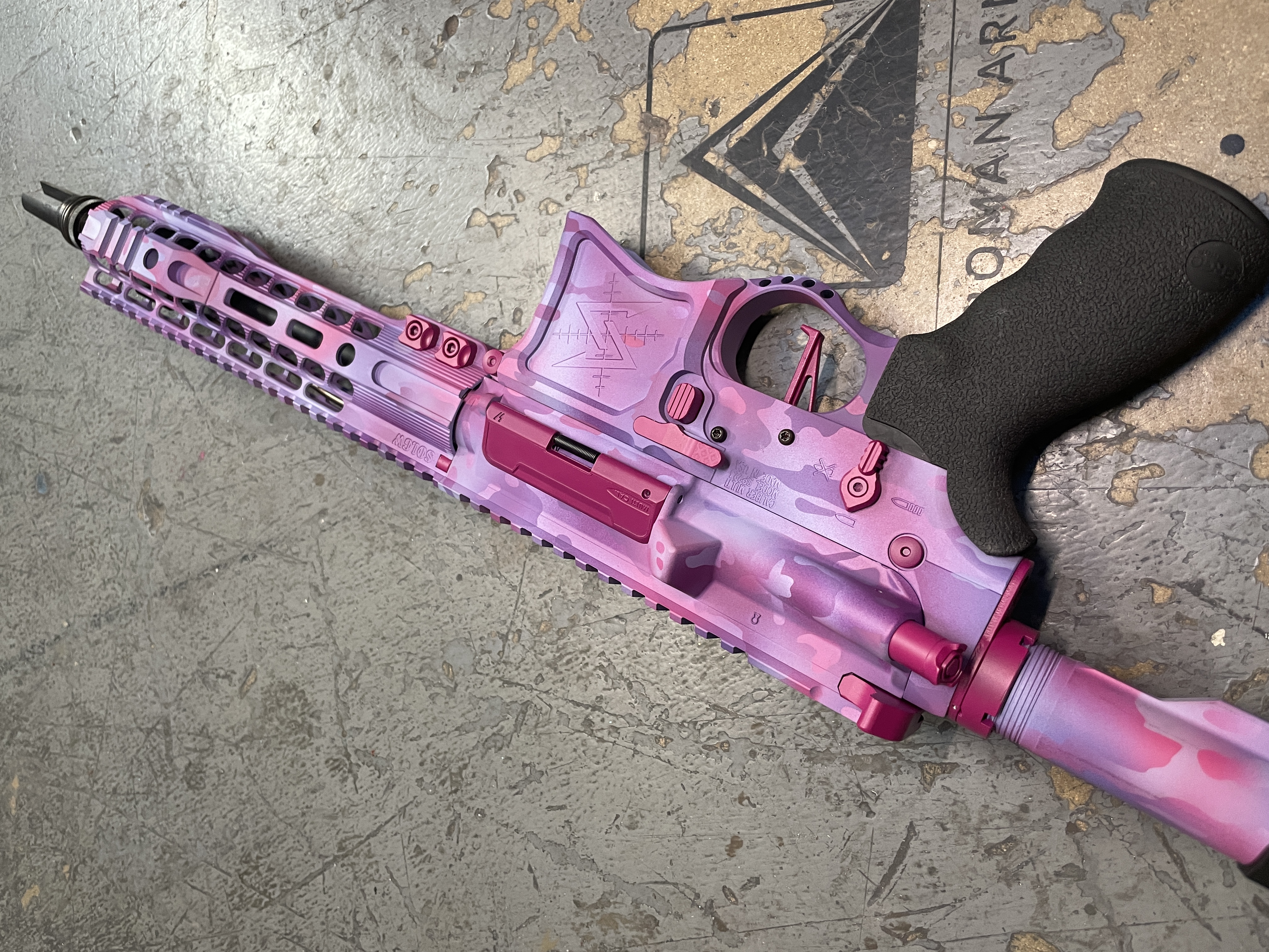 Pink Ar Custom Camo AR-15 Cerakoted using Sig™ Pink, Frost and Sangria | Cerakote