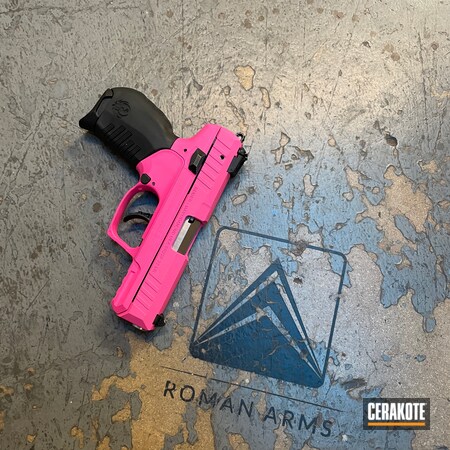 Powder Coating: Pink,S.H.O.T,Girls Gun,Pistol,.22,.22LR,Ruger,Handgun,Ruger SR22,Prison Pink H-141