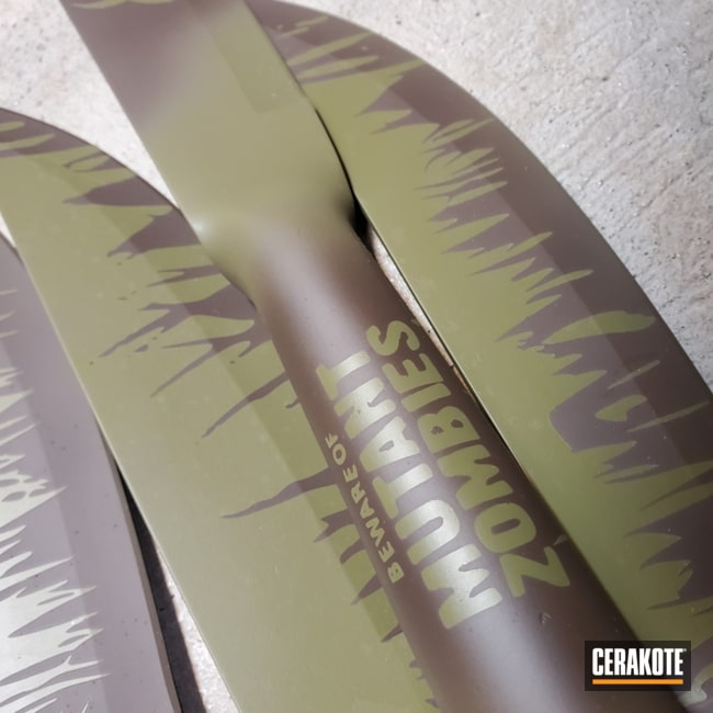 Custom Knife Cerakoted Using Noveske Bazooka Green, Magpul® O.d. Green And Chocolate Brown