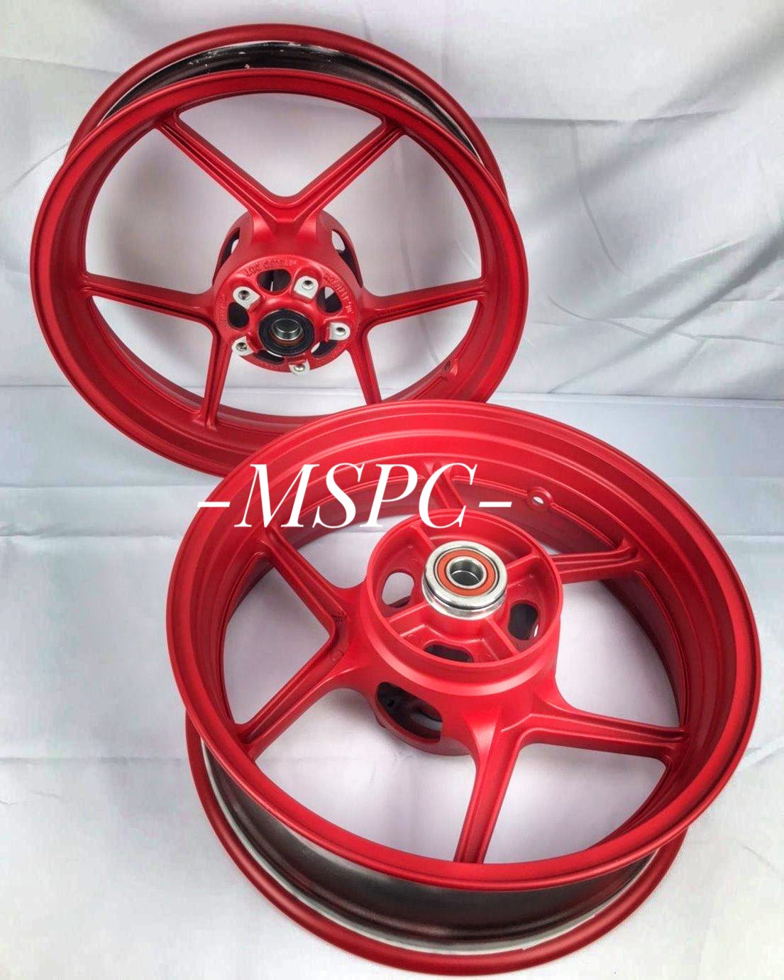 Red Motorcycle Rims Moto Wheels Cerakoted using Habanero Red | Cerakote