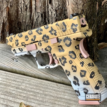 Leopard Print Springfield Armory Xd Cerakoted Using Rose Gold, Bright White And Graphite Black
