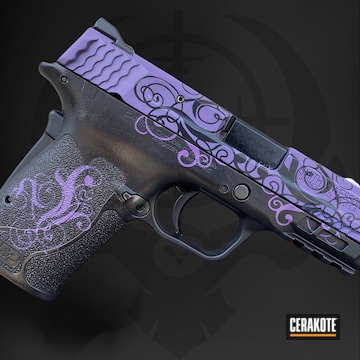 Smith & Wesson M&p Shield Ez Cerakoted Using Graphite Black And Bright Purple