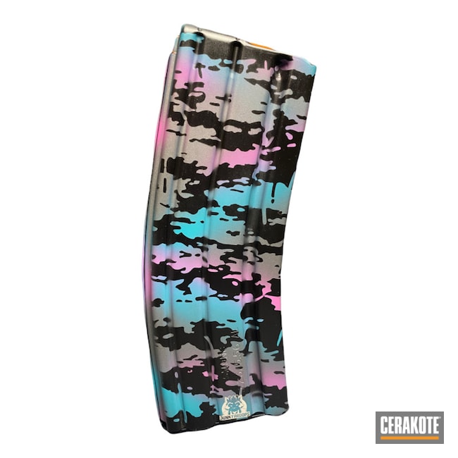 Custom Camo Mag Cerakoted Using Prison Pink And Aztec Teal
