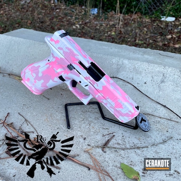Custom Camo Glock 19 Cerakoted Using Bazooka Pink, Pink Sherbet And Pink Champagne