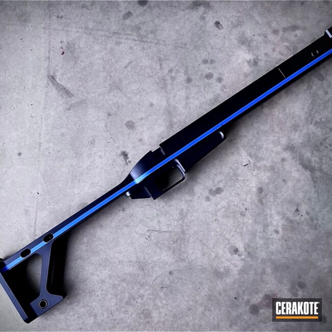 Rifle Stock Cerakoted using NRA Blue and Graphite Black | Cerakote