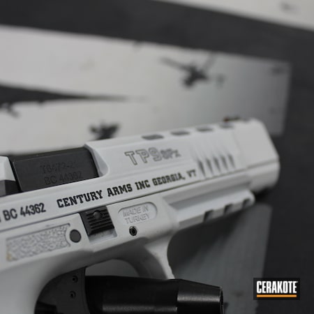 Powder Coating: Hidden White H-242,9mm,S.H.O.T,Custom Pistol,Canik,9mm Luger,Semi Auto,Graphite Black H-146,tp9sfx,Custom Paint,Pistol,Handgun,Semi-Auto