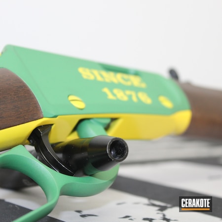 Powder Coating: johndeere,Corvette Yellow H-144,S.H.O.T,Henry,SOCOM BLUE  H-245,frontier,SQUATCH GREEN H-316,Lever Action,Rifle,Custom Rifle,Tribute,Lever