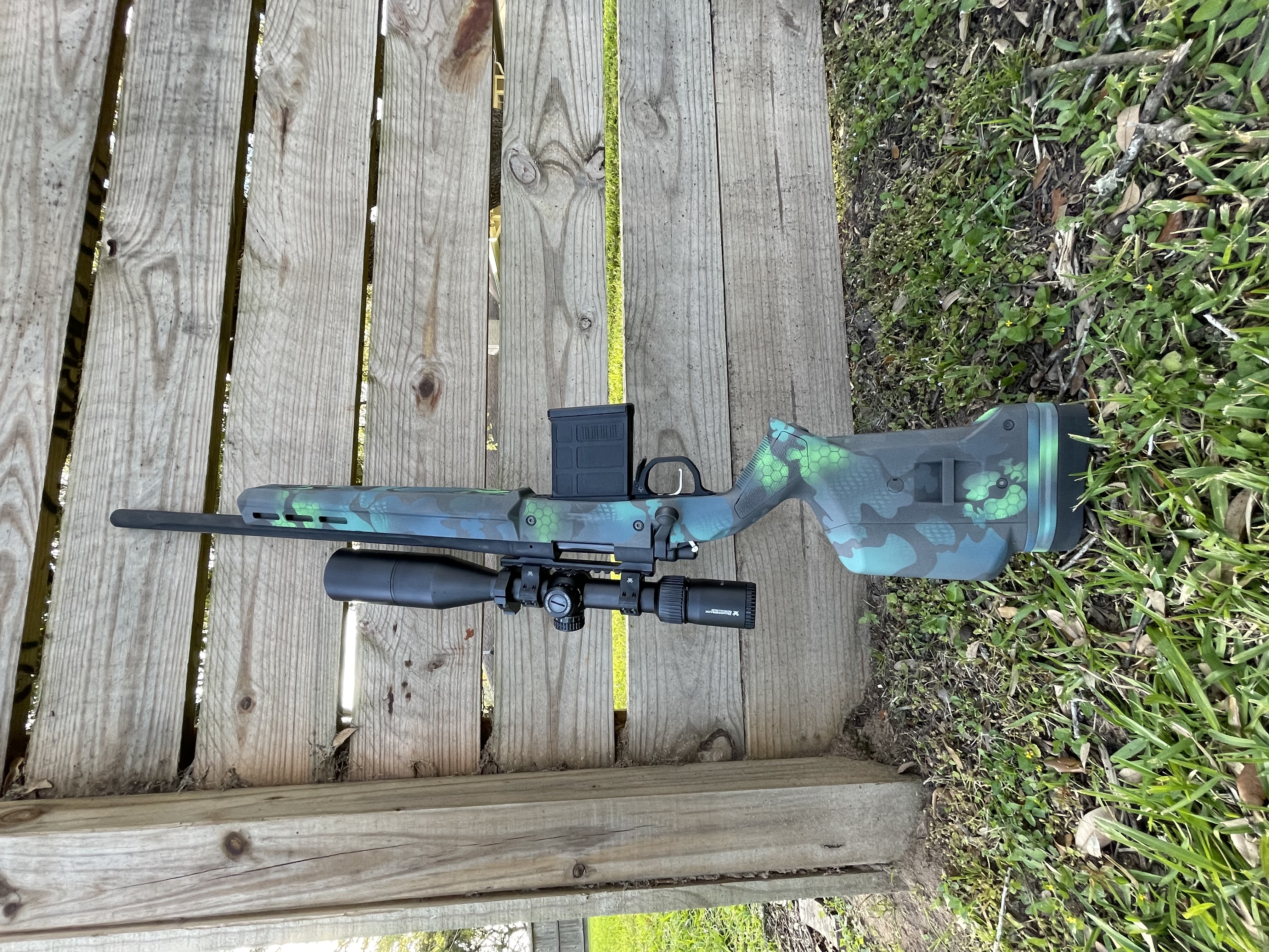Custom Camo on Remington 700 featuring Tungsten and Blue Titanium ...
