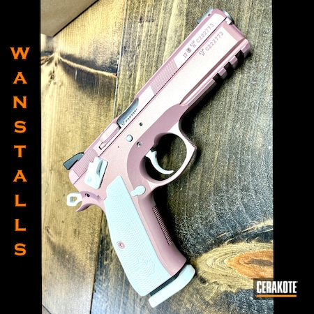 Powder Coating: 9mm,PINK CHAMPAGNE H-311,S.H.O.T,Competition Gun,CZ,CZ-USA,9mm Luger,Shadow,Conceal Carry,CZ Shadow,Pistol,Stormtrooper White H-297,Competition,Handgun