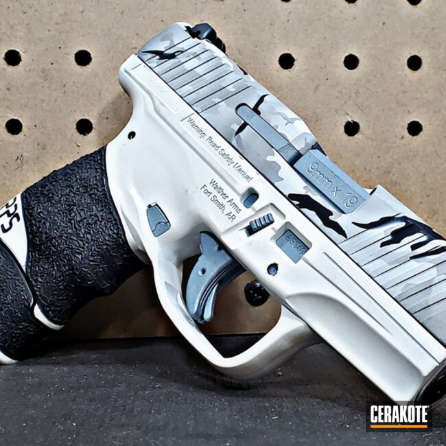 Walther Pps Pistol Cerakoted Using Satin Aluminum, Snow White And Storm