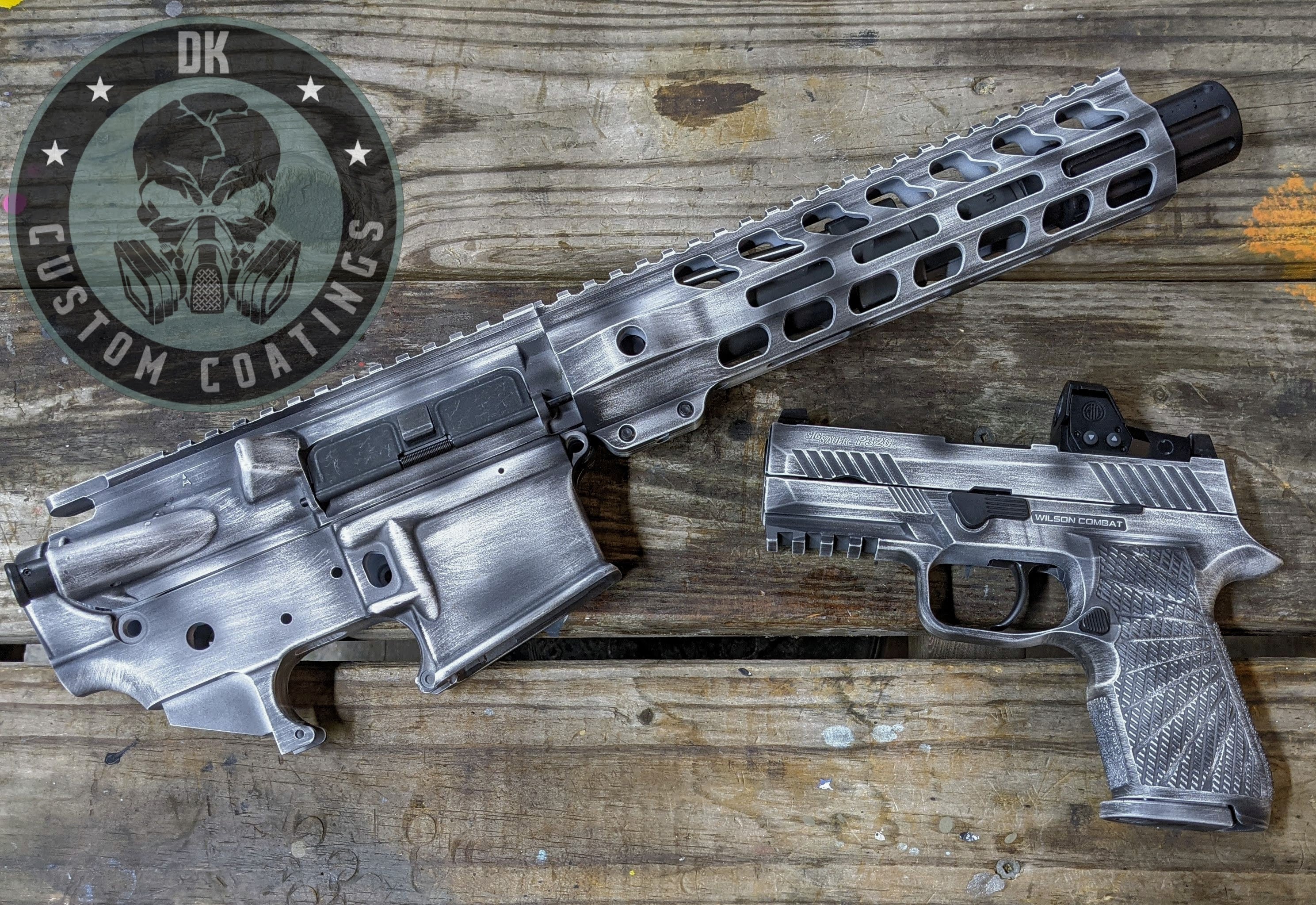 Distressed Rifles Distressed AR and Pistol Cerakoted using Bright White | Cerakote