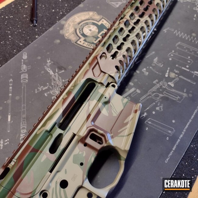 Custom Camo Ar Rifle Cerakoted Using Patriot Brown And Highland Green