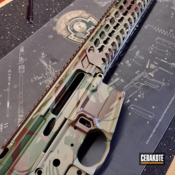Custom Camo Ar Rifle Cerakoted Using Patriot Brown And Highland Green