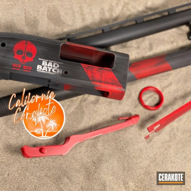 Shotgun Cerakoted Using Crimson And Graphite Black