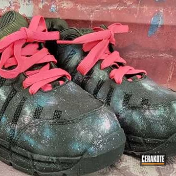 Galaxy Themed Shoes Cerakoted Using Frost, Pink Sherbet And Graphite Black