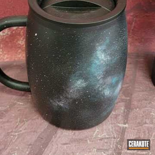 Galaxy Themed Mug Cerakoted Using Frost, Pink Sherbet And Graphite Black