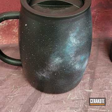 Galaxy Themed Mug Cerakoted Using Frost, Pink Sherbet And Graphite Black