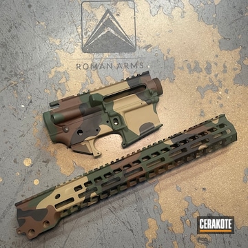 Custom Camo Ar Builders Set Cerakoted Using Sniper Green, Coyote Tan And Graphite Black