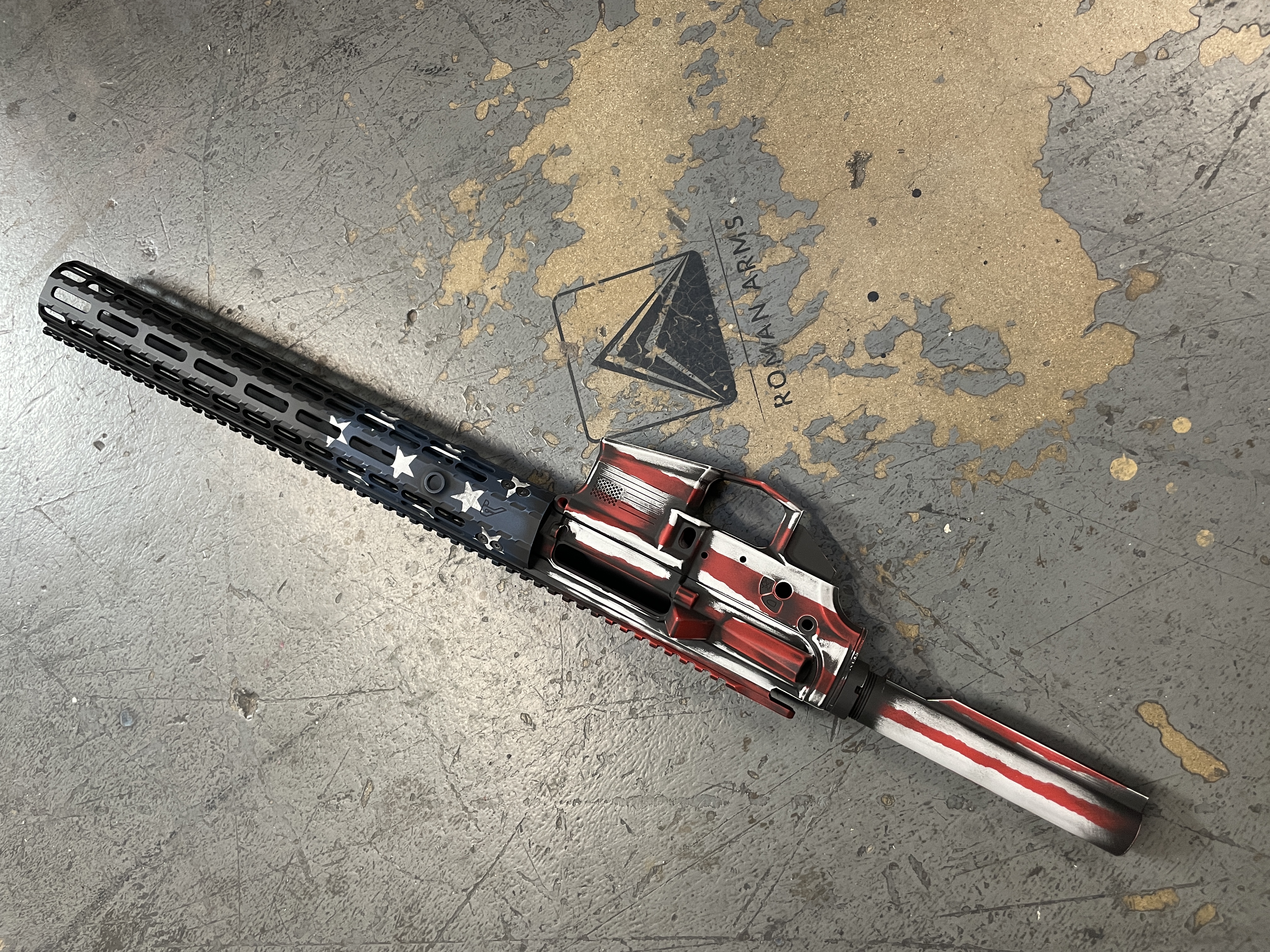 Distressed American Flag Themed AR Builders Set Cerakoted using USMC ...
