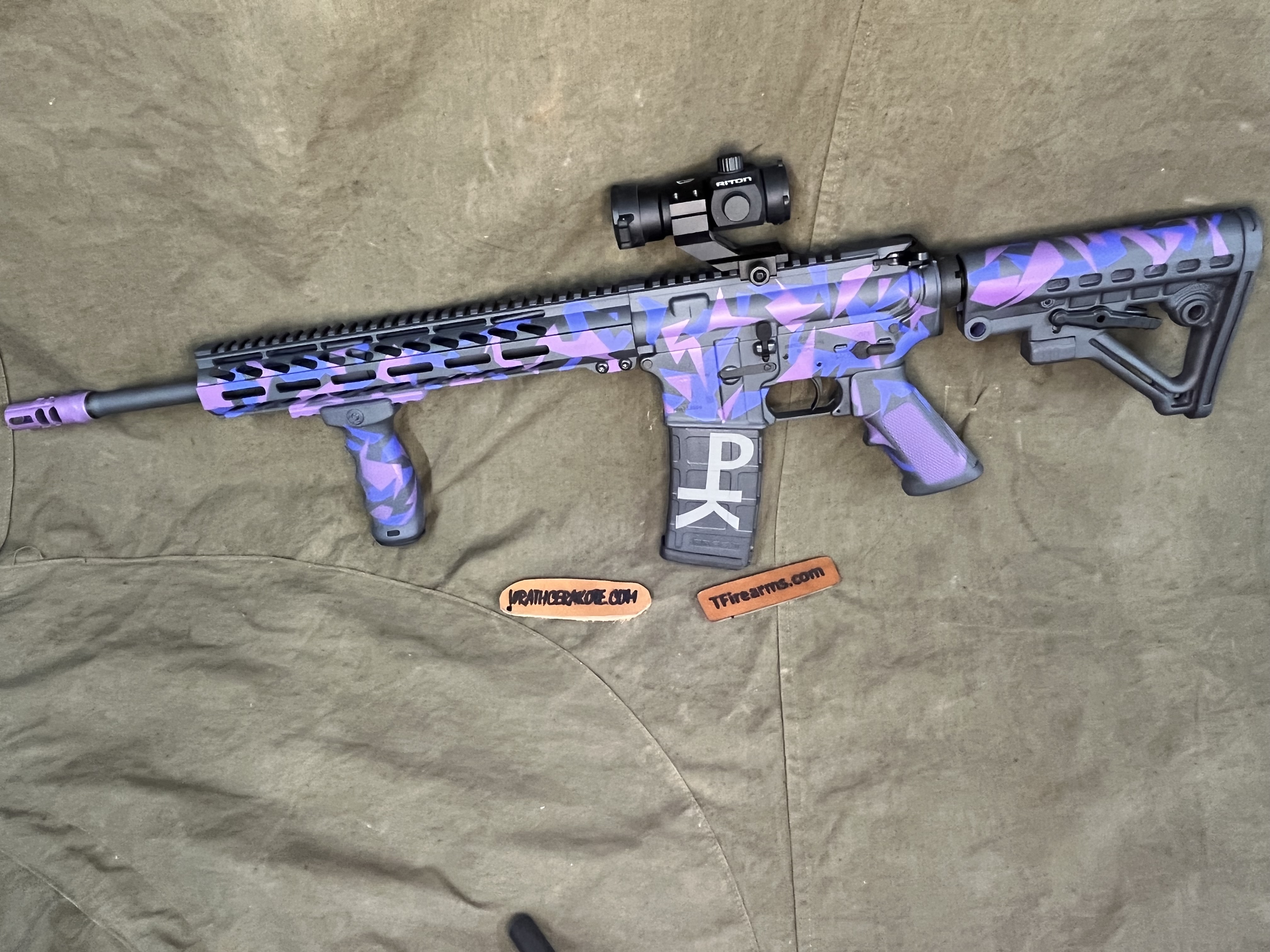 Splinter Camo AR Cerakoted using Wild Purple, Crushed Orchid and Sniper ...