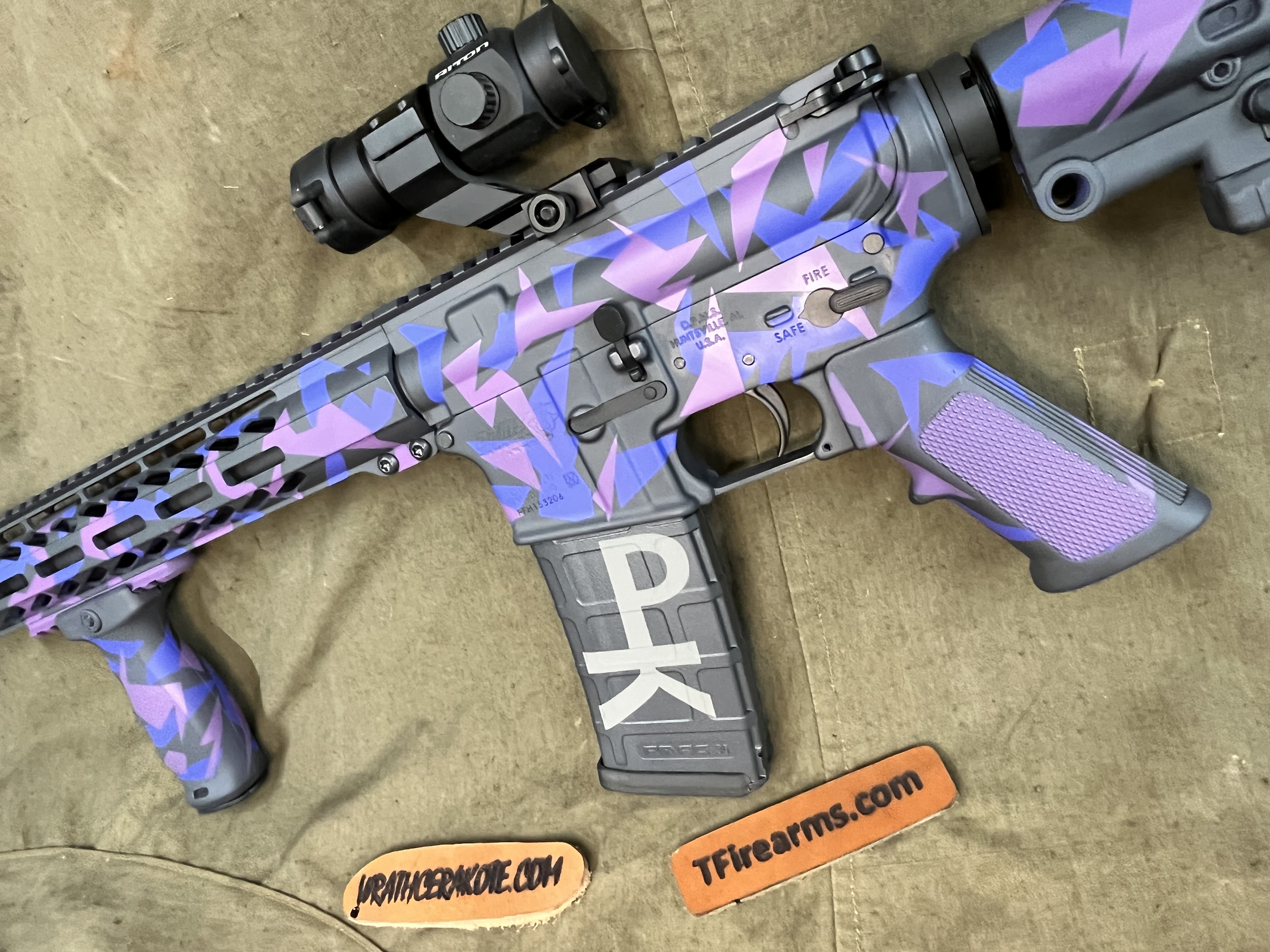 Splinter Camo AR Cerakoted using Wild Purple, Crushed Orchid and Sniper ...