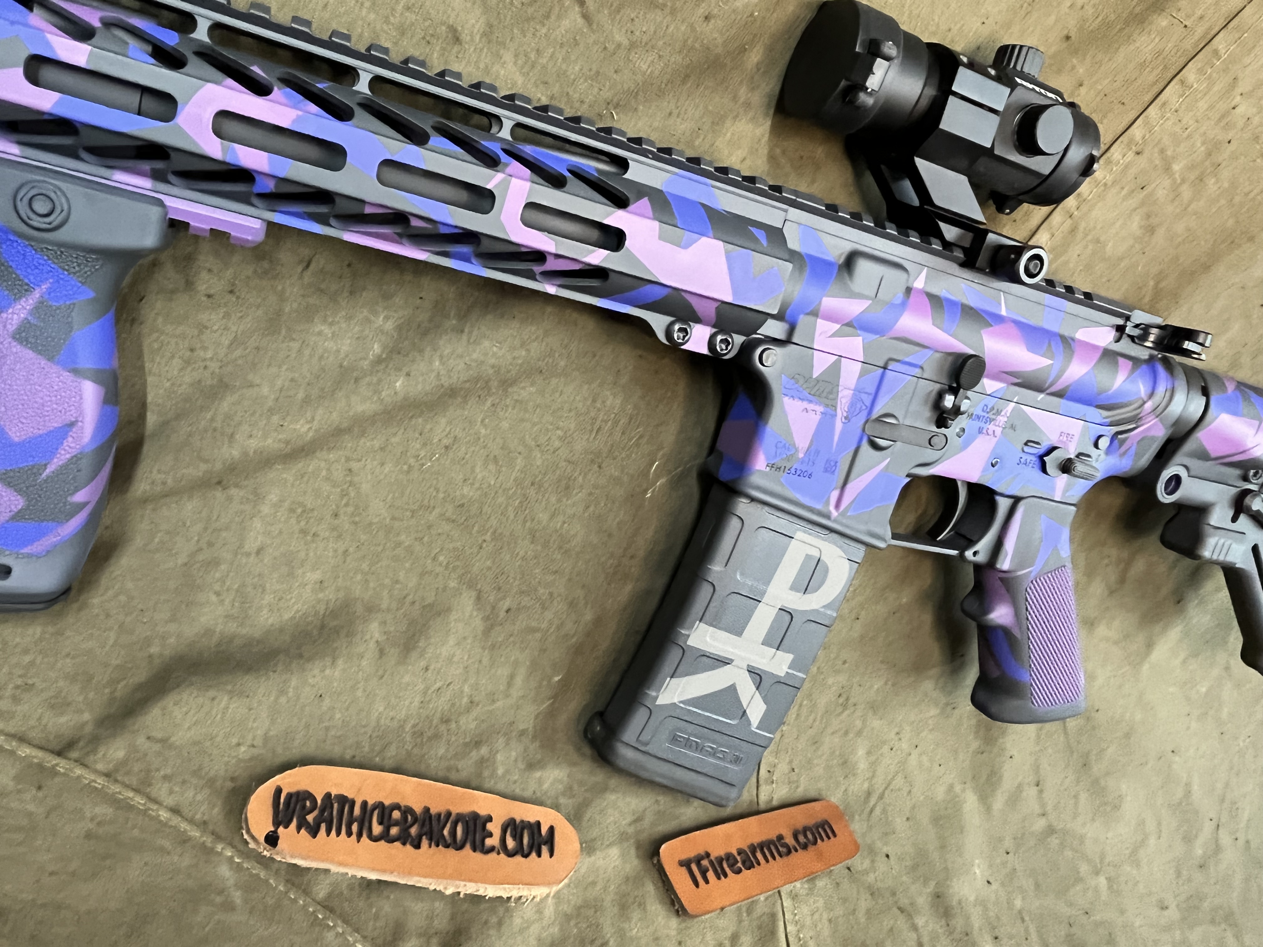 Splinter Camo AR Cerakoted using Wild Purple, Crushed Orchid and Sniper ...