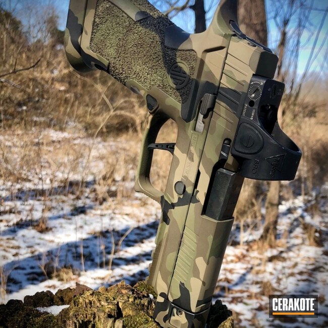 Custom Camo Glock 23 Cerakoted using Patriot Brown, Tactical Grey and Coyote  Tan