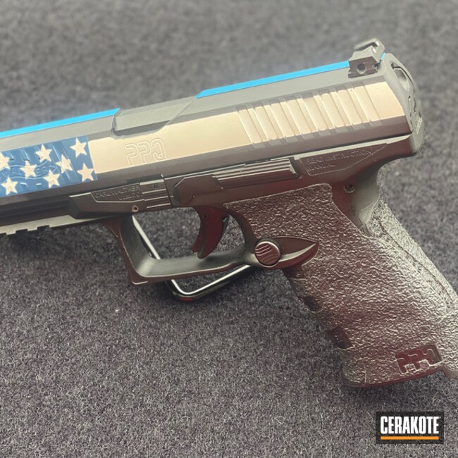American Flag Themed Walther Ppq Cerakoted Using Kel-tec® Navy Blue, Bright White And Sea Blue
