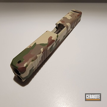 Custom Camo Glock Slide Cerakoted Using Barrett® Brown, Multicam® Dark Brown And Desert Sand