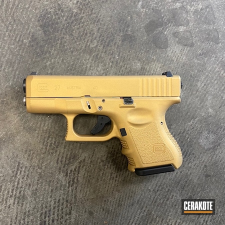 Powder Coating: S.H.O.T,Gold,Gold H-122,Glock 27,G27,Handgun,Custom Glock