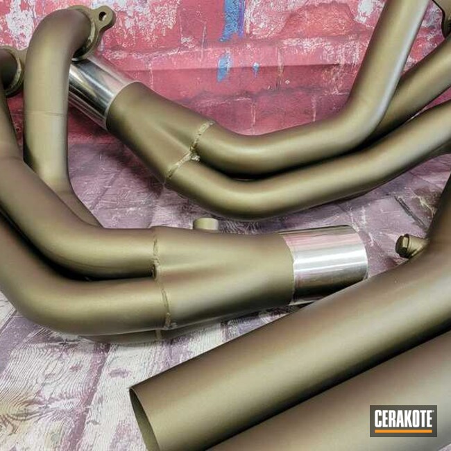 Exhaust Headers Cerakoted Using Burnt Bronze And Piston Coat (oven Cure)