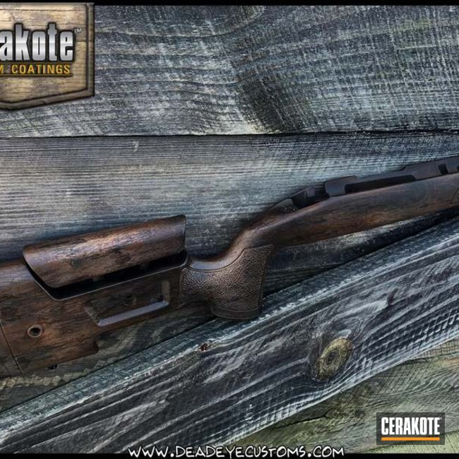 Wood Grain Pattern Rifle Stock Cerakoted Using Barrett® Bronze, Glock® Fde And Graphite Black