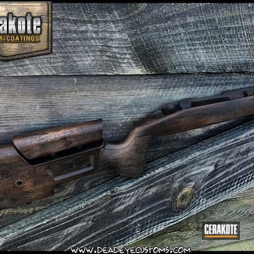Wood Grain Pattern Rifle Stock Cerakoted Using Barrett® Bronze, Glock® Fde And Graphite Black