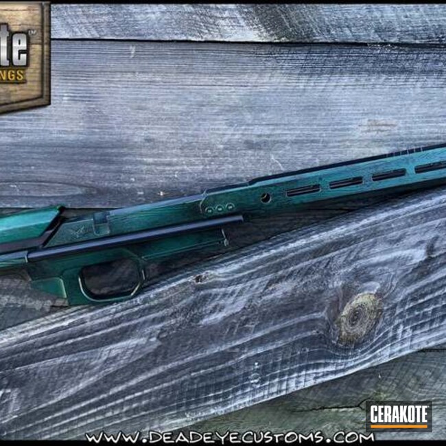 Woodgrain Themed Chassis Cerakoted Using Highland Green, Sky Blue And Corvette Yellow