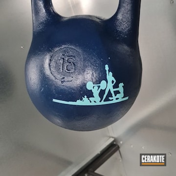 Kettlebell Cerakoted Using Kel-tec® Navy Blue And Robin's Egg Blue