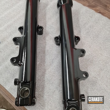 Motorcycle Forks Cerakoted Using Armor Black And High Gloss Armor Clear