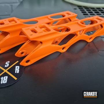 Inline Skate Frames Cerakoted Using Hunter Orange