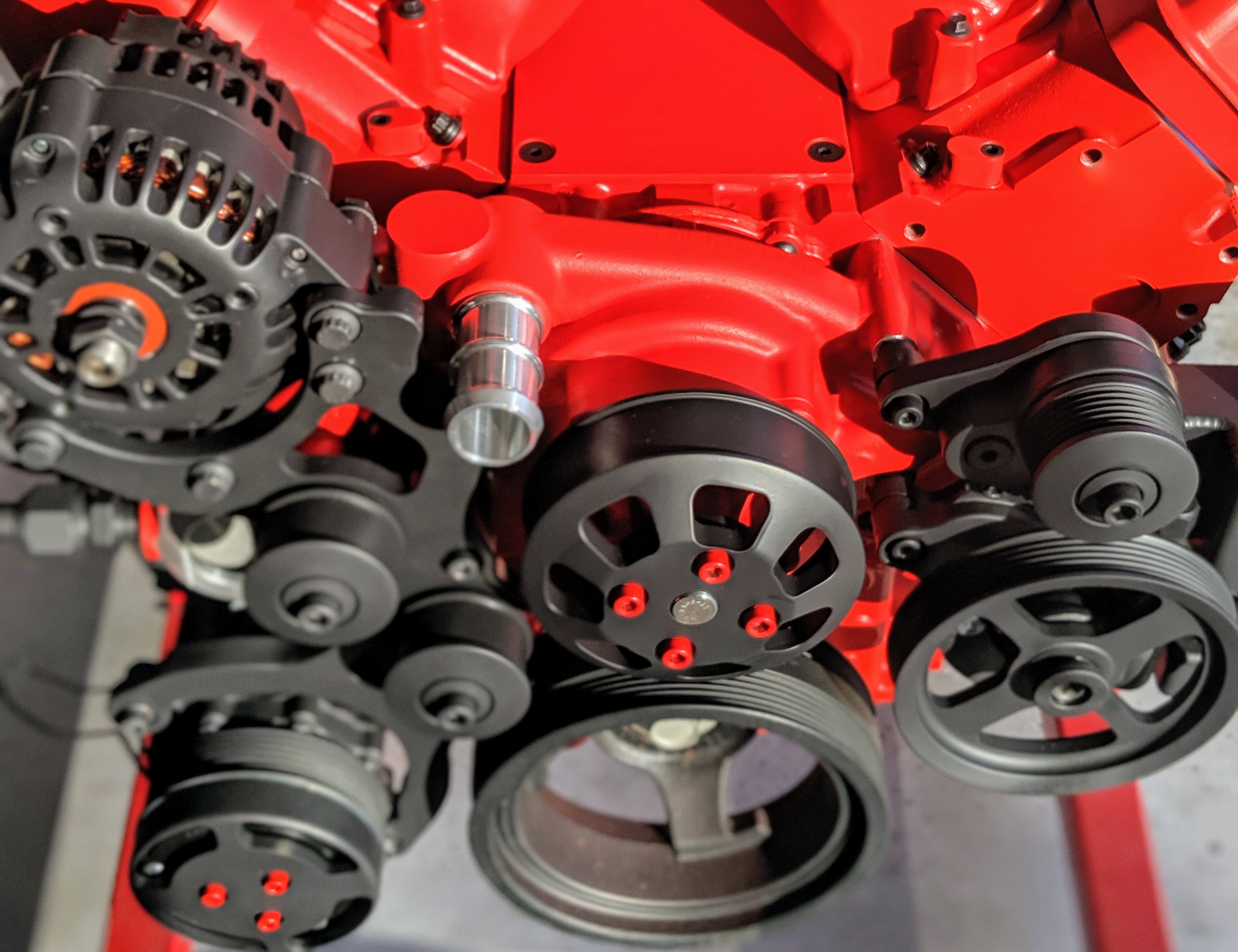 Engine Block Cerakoted using Black Velvet and Stoplight Red | Cerakote