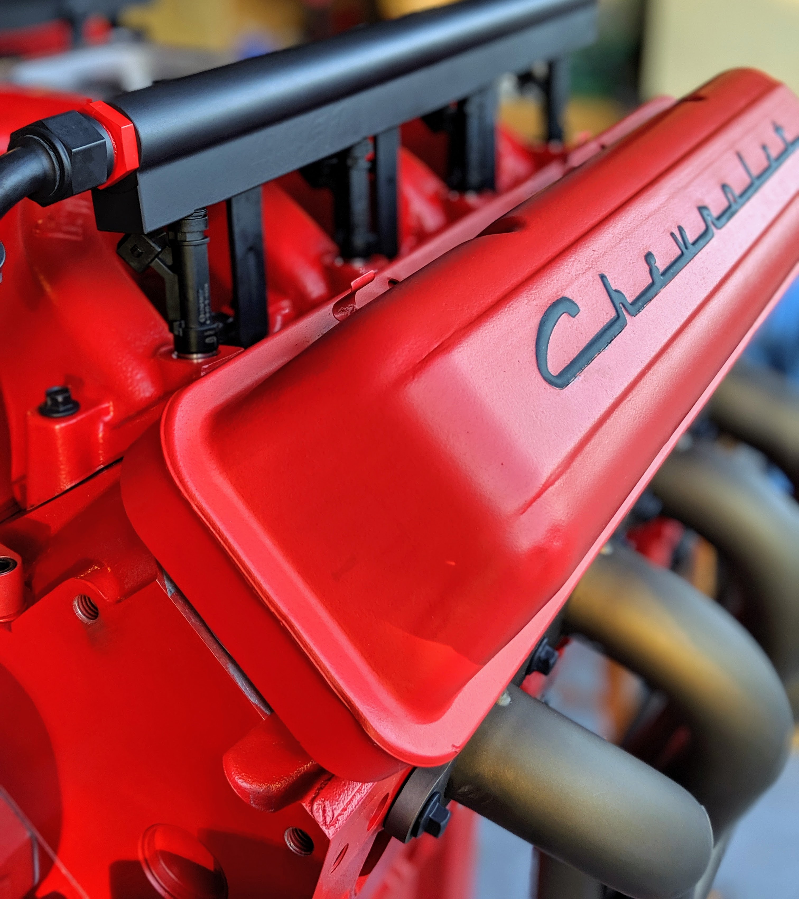 Engine Block Cerakoted using Black Velvet and Stoplight Red | Cerakote