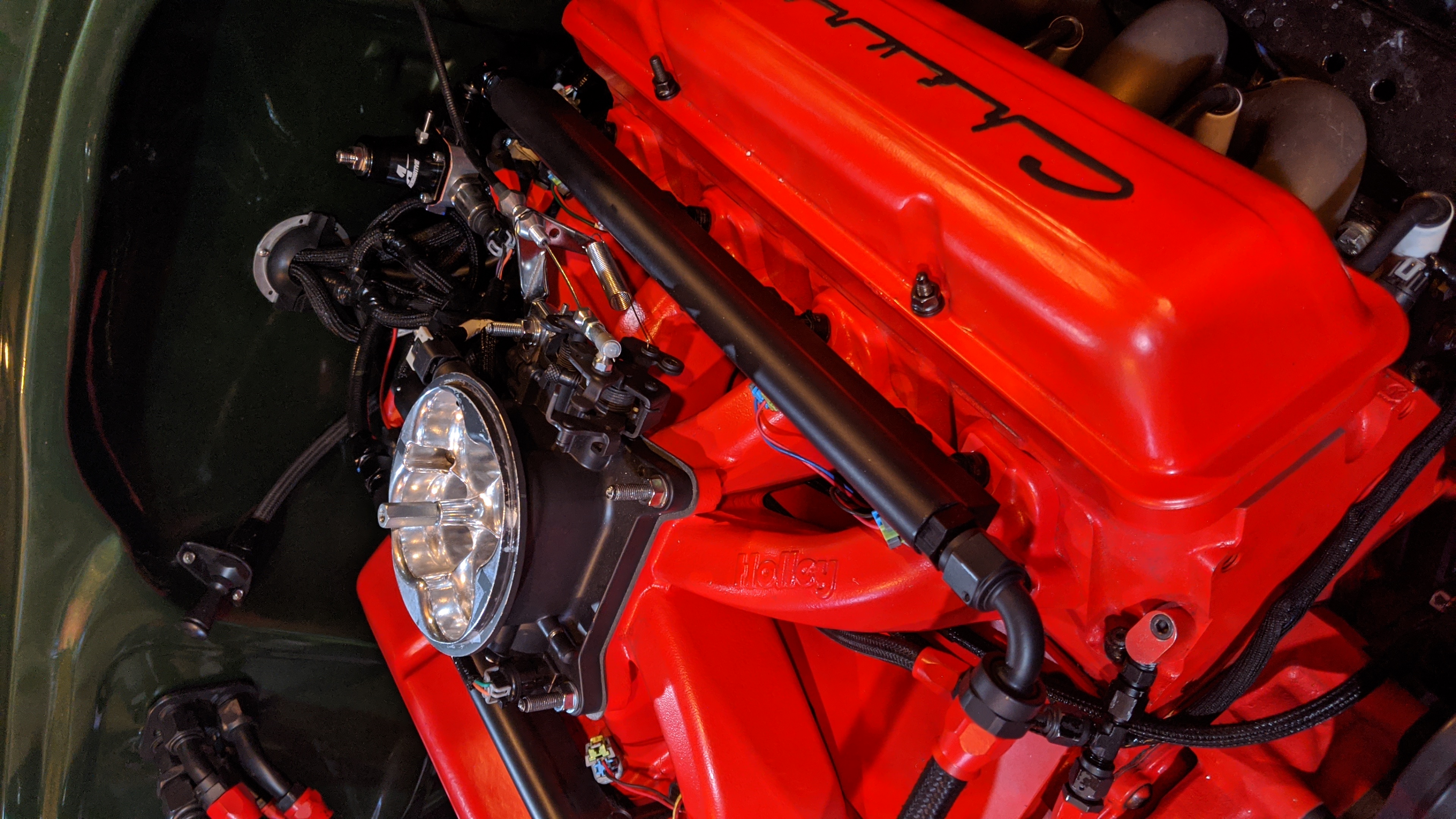 Red Engine Block Engine Block Cerakoted using Black Velvet and Stoplight Red | Cerakote