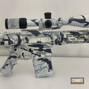 Custom Camo Ar Cerakoted Using Multicam® Dark Grey, Snow White And Battleship Grey