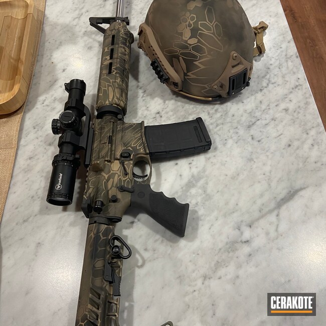 Kryptek Camo AR Build Cerakoted using Armor Black, Desert Sand and ...