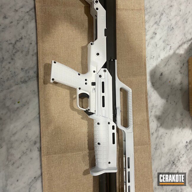 Pump Shotgun Cerakoted using Armor Black and Stormtrooper White | Cerakote