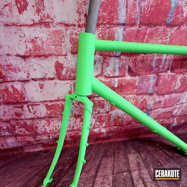 Bike Frame Cerakoted Using Parakeet Green