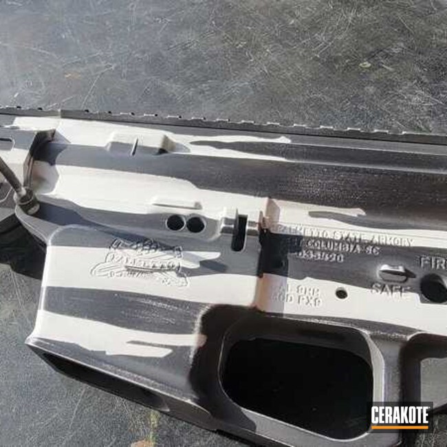 Ar Distressed American Flag Ar Cerakoted Using Stormtrooper White And Graphite Black