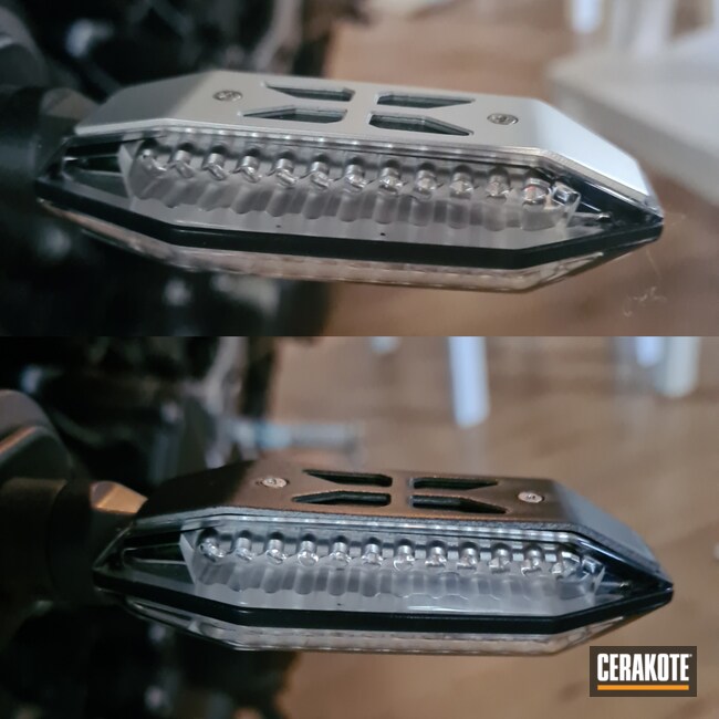 Yamaha Turn Signal Lights Housing Cerakoted using Cerakote Glacier