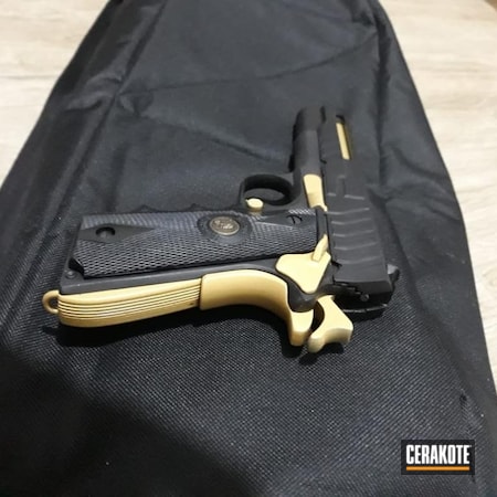 Powder Coating: Firearm,Graphite Black H-146,S.H.O.T,CERAKOTE GLACIER GOLD  C-7800,Colt